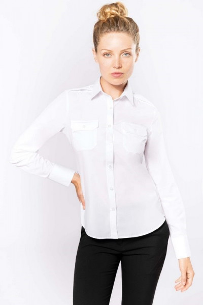 Kariban Damespilootoverhemd lange mouwen