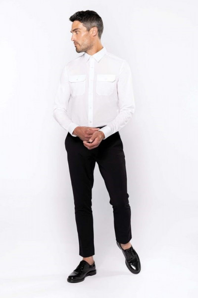 Kariban Herenpilootoverhemd lange mouwen