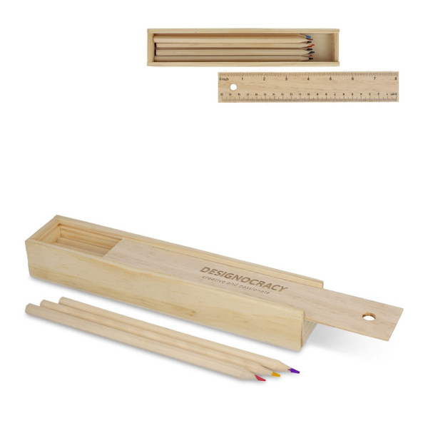 Kleurpotloden in houten schuifdoos